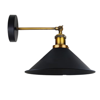 Swing Arm Wall Light with Black Cone Shade – Brass & Black, E27 - photo 9