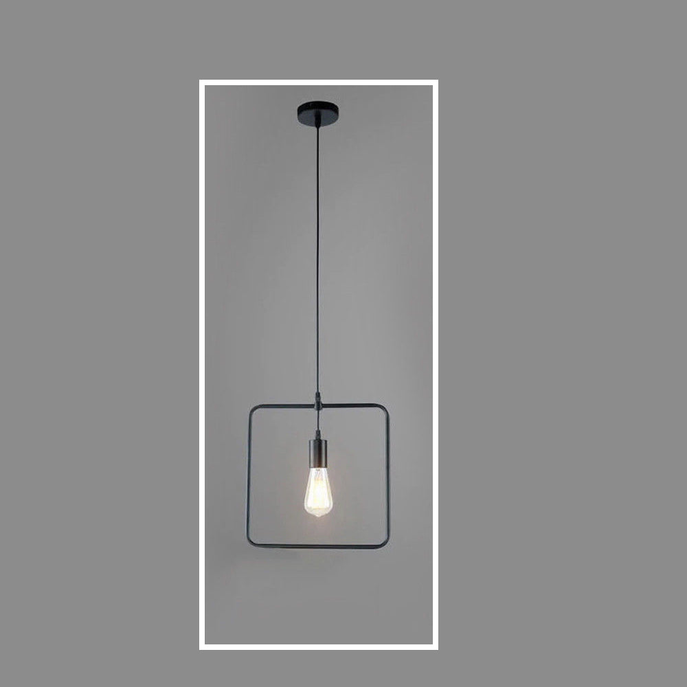 Black Industrial Pendant Light – Choice of Cage or Metal Shade, E27 - photo 4