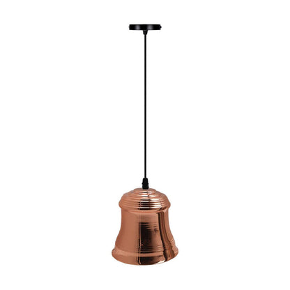 Black Industrial Pendant Light – Choice of Cage or Metal Shade, E27 - Black, Bell 14 cm Rose Gold, Without Bulb