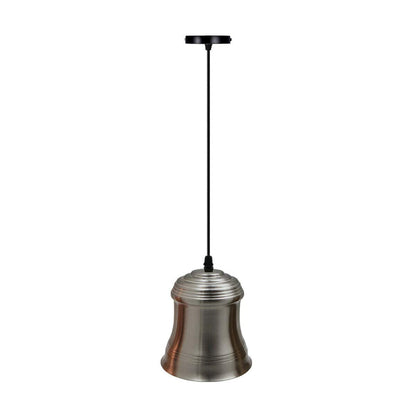 Black Industrial Pendant Light – Choice of Cage or Metal Shade, E27 - Black, Bell 14 cm Satin Nickel, Without Bulb