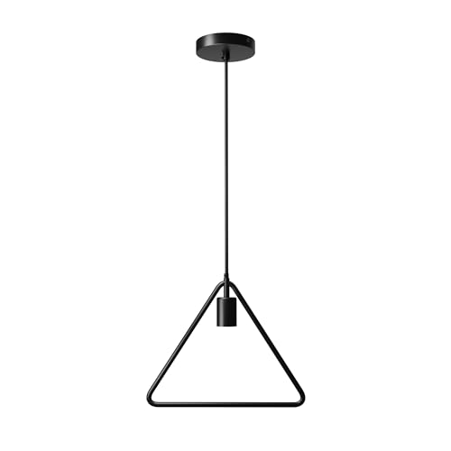 Black Industrial Pendant Light – Choice of Cage or Metal Shade, E27 - Black, Triangle Frame Black, Without Bulb