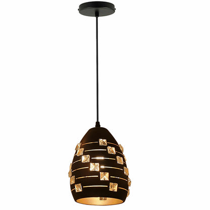 Black Industrial Pendant Light – Choice of Cage or Metal Shade, E27 - Black, Dome 10 cm Black 108 mm Rose, Without Bulb