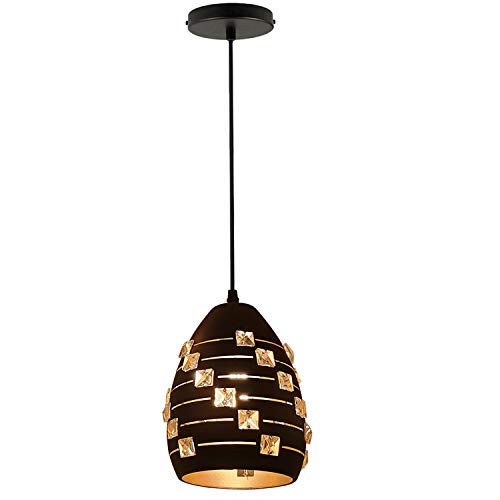 Black Industrial Pendant Light – Choice of Cage or Metal Shade, E27 - Black, Dome 10 cm Black, Without Bulb