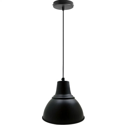 Black Industrial Pendant Light – Choice of Cage or Metal Shade, E27 - Black, T-Bell 36 cm Black, Without Bulb