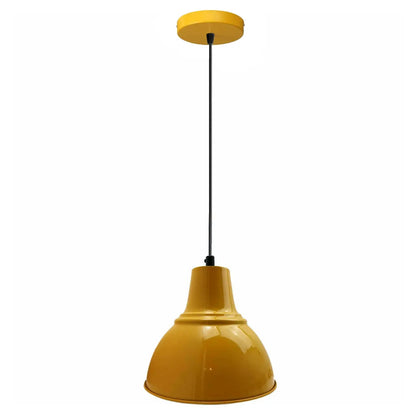 Black Industrial Pendant Light – Choice of Cage or Metal Shade, E27 - Black, T-Bell 36 cm Yellow, Without Bulb