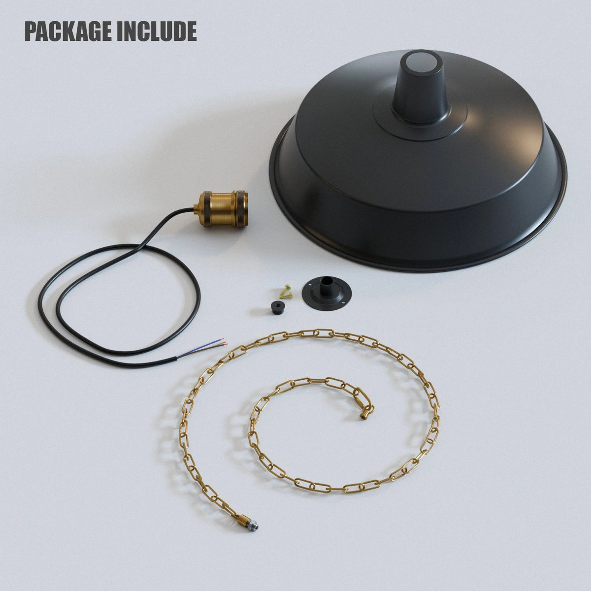 Industrial Enamel Pendant Light 40 cm – Black, Chain or Braided Cable - photo 10