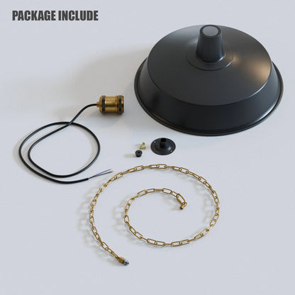 Industrial Enamel Pendant Light 40 cm – Black, Chain or Braided Cable - photo 10