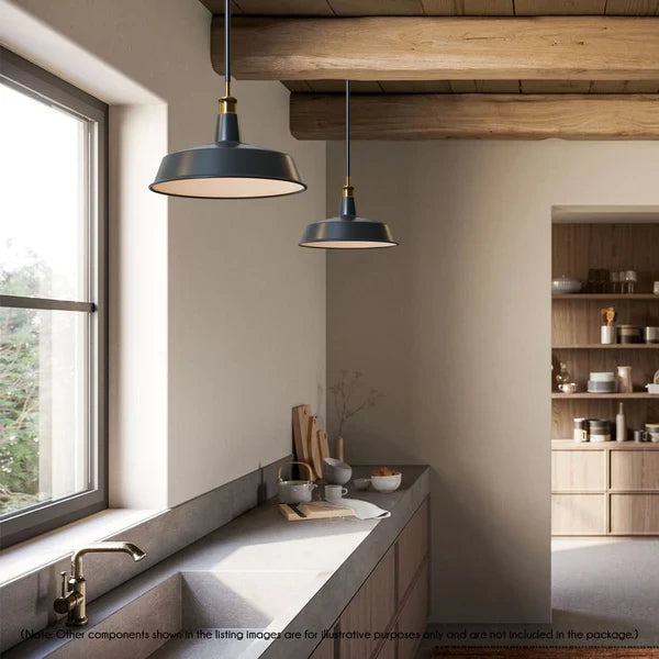 Industrial Enamel Pendant Light 40 cm – Black, Chain or Braided Cable - photo 11