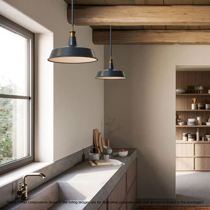 Industrial Enamel Pendant Light 40 cm – Black, Chain or Braided Cable - photo 11