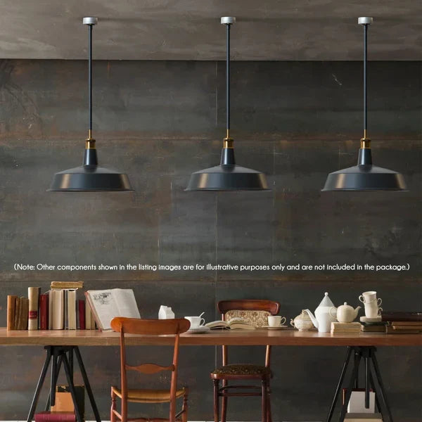 Industrial Enamel Pendant Light 40 cm – Black, Chain or Braided Cable - photo 12