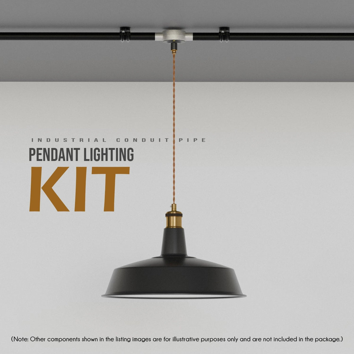 Industrial Enamel Pendant Light 40 cm – Black, Chain or Braided Cable - photo 2