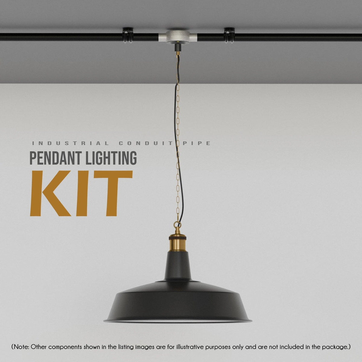 Industrial Enamel Pendant Light 40 cm – Black, Chain or Braided Cable - photo 7