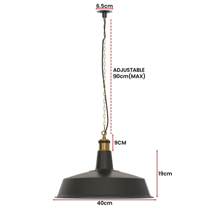 Industrial Enamel Pendant Light 40 cm – Black, Chain or Braided Cable - photo 9