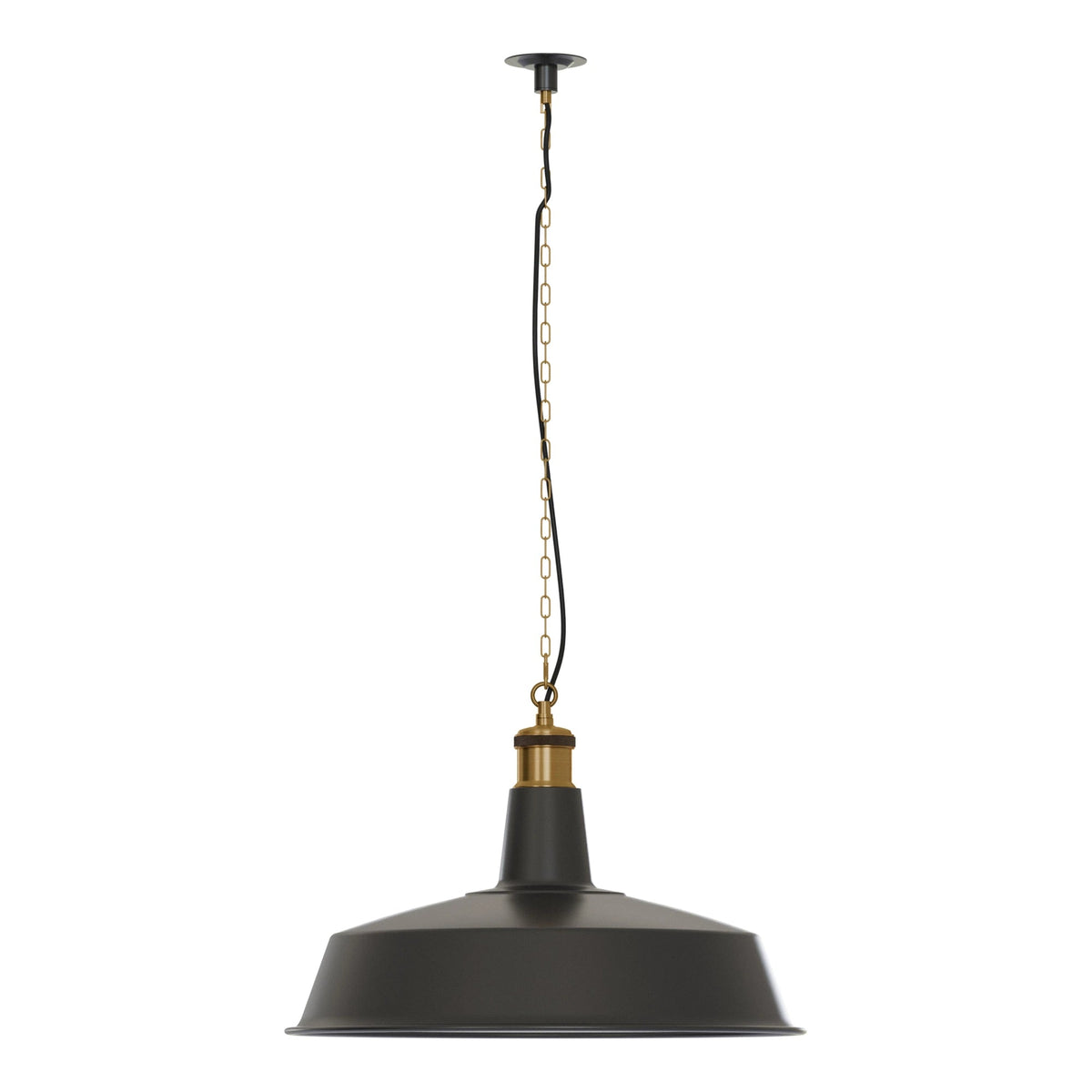 Industrial Enamel Pendant Light 40 cm – Black, Chain or Braided Cable - Black, Enamel 40 cm, on Chain, Without Bulb