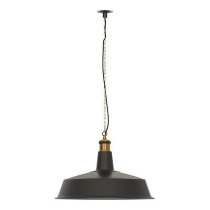 Industrial Enamel Pendant Light 40 cm – Black, Chain or Braided Cable - Black, Enamel 40 cm, on Chain, Without Bulb