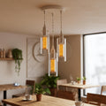 3-Light Glass Cylinder Pendant – White Cable, E14 LED Bulbs Included