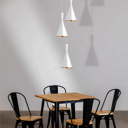 3-Light Cluster Pendant – White Tapered Shades with Gold Inside - photo 5