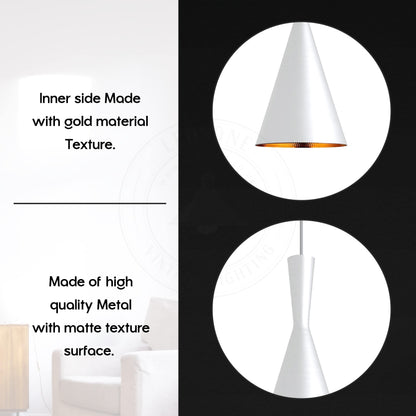 3-Light Cluster Pendant – White Tapered Shades with Gold Inside - photo 7