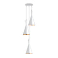 3-Light Cluster Pendant – White Tapered Shades with Gold Inside - Standard, White Tapered Shades, Without Bulb