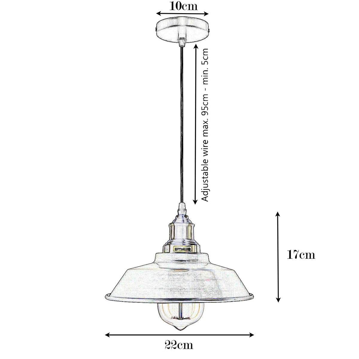 Chrome or Satin Nickel Pendant Light – Choice of Shade, E27 - photo 10