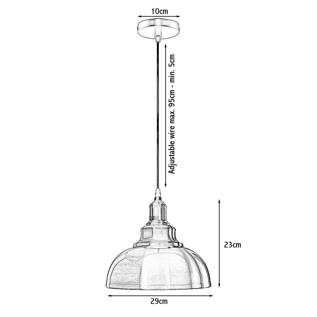 Chrome or Satin Nickel Pendant Light – Choice of Shade, E27 - photo 11
