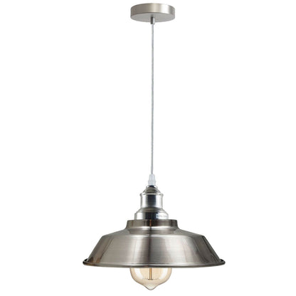 Chrome or Satin Nickel Pendant Light – Choice of Shade, E27 - photo 14