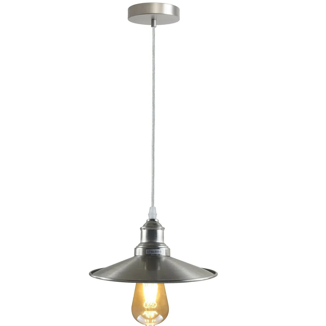Chrome or Satin Nickel Pendant Light – Choice of Shade, E27 - photo 17