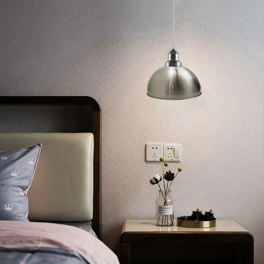 Chrome or Satin Nickel Pendant Light – Choice of Shade, E27 - photo 4