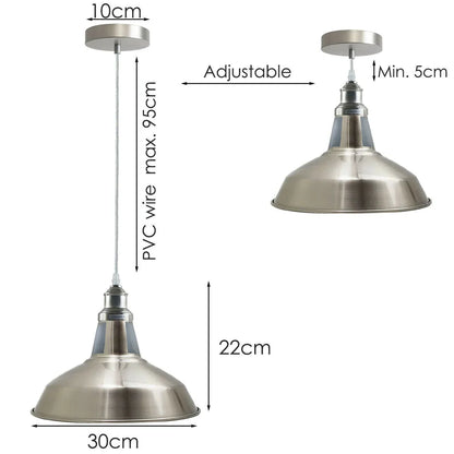 Chrome or Satin Nickel Pendant Light – Choice of Shade, E27 - photo 7