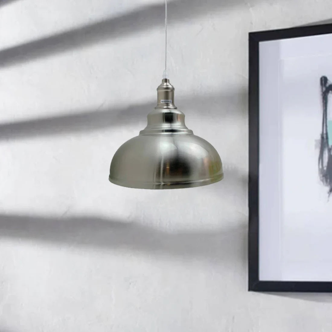 Chrome or Satin Nickel Pendant Light – Choice of Shade, E27 - photo 8