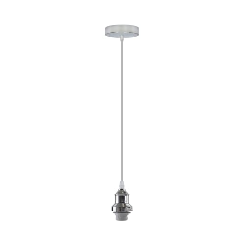 Chrome or Satin Nickel Pendant Light – Choice of Shade, E27 - Chrome, No Shade, Without Bulb
