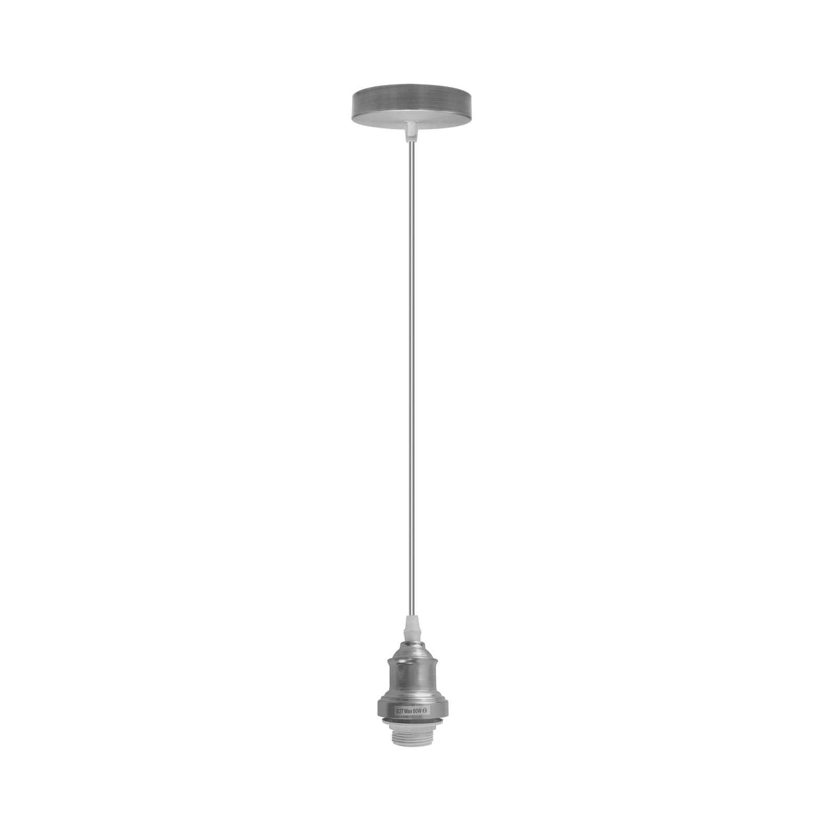 Chrome or Satin Nickel Pendant Light – Choice of Shade, E27 - Satin Nickel, No Shade, Without Bulb