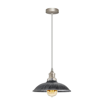 Chrome or Satin Nickel Pendant Light – Choice of Shade, E27 - Satin Nickel, Vintage 24 cm Brushed Silver, Without Bulb
