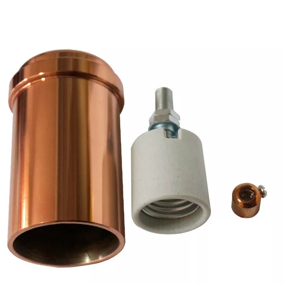 Industrial Tube E27 Lamp Holder – Yellow Brass or Rose Gold - photo 2