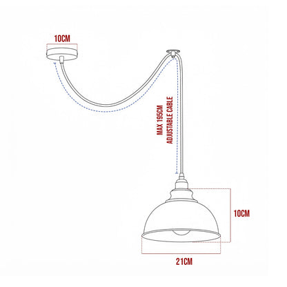 Curvy Dome Swag Pendant Light – 21 cm, 195 cm Cable, 5 Colours - photo 2