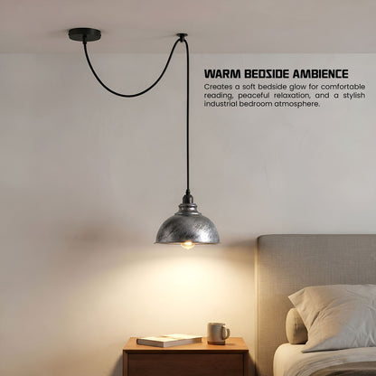 Curvy Dome Swag Pendant Light – 21 cm, 195 cm Cable, 5 Colours - Black, Curvy 21 cm Brushed Silver, Without Bulb