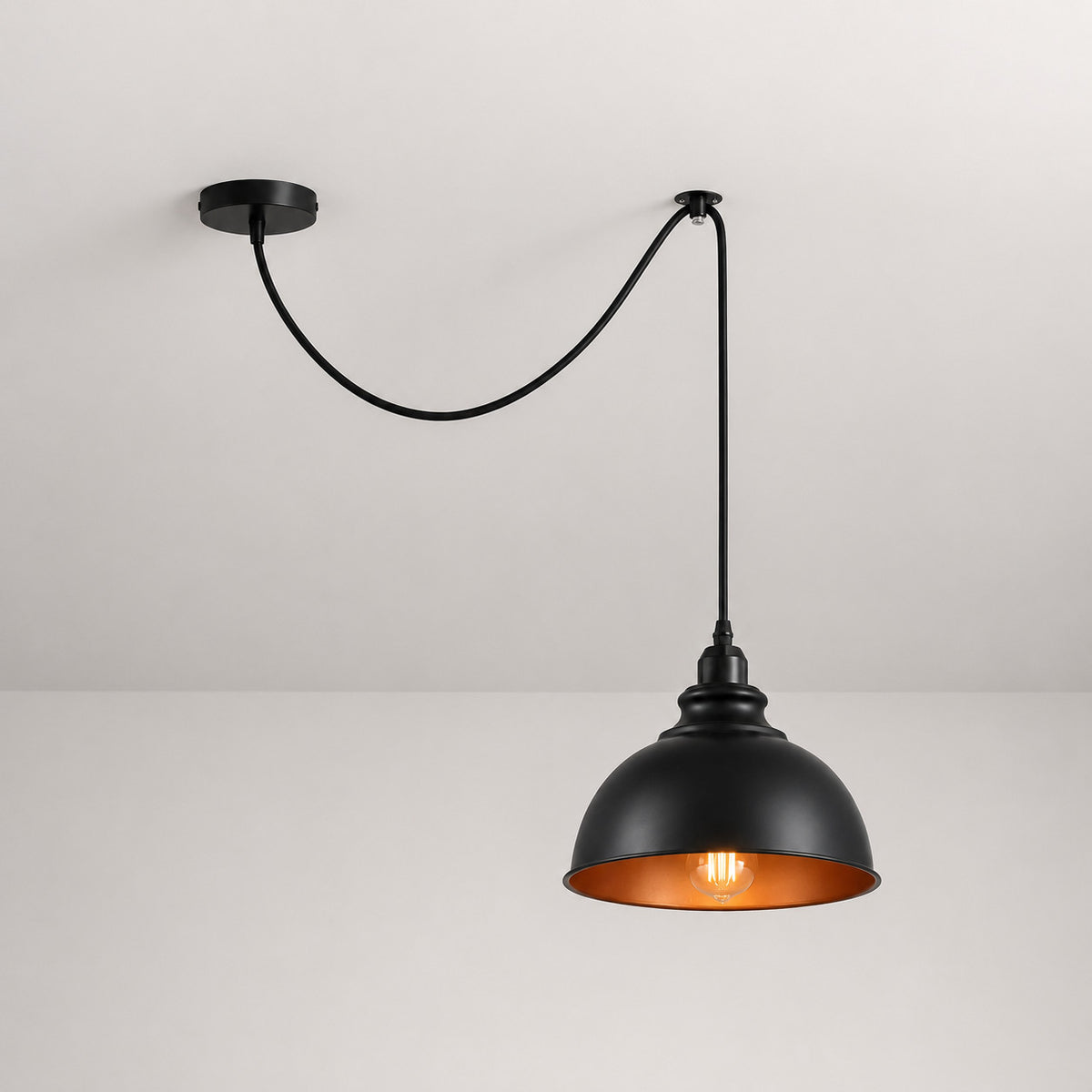 Curvy Dome Swag Pendant Light – 21 cm, 195 cm Cable, 5 Colours