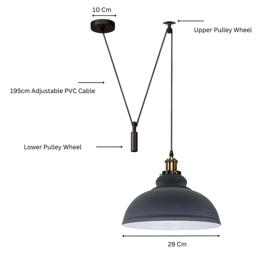 Curvy Pendant Light – Rise & Fall Pulley, Swag or Fixed, 17 Colours - photo 2
