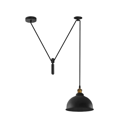 Curvy Pendant Light – Rise & Fall Pulley, Swag or Fixed, 17 Colours - Yellow Brass, Rise & Fall: Curvy 21 cm Black, Without Bulb