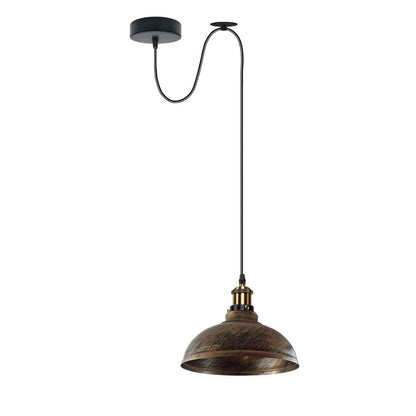 Curvy Pendant Light – Rise & Fall Pulley, Swag or Fixed, 17 Colours - Yellow Brass, Swag Hook: Curvy 29 cm Brushed Copper, Without Bulb