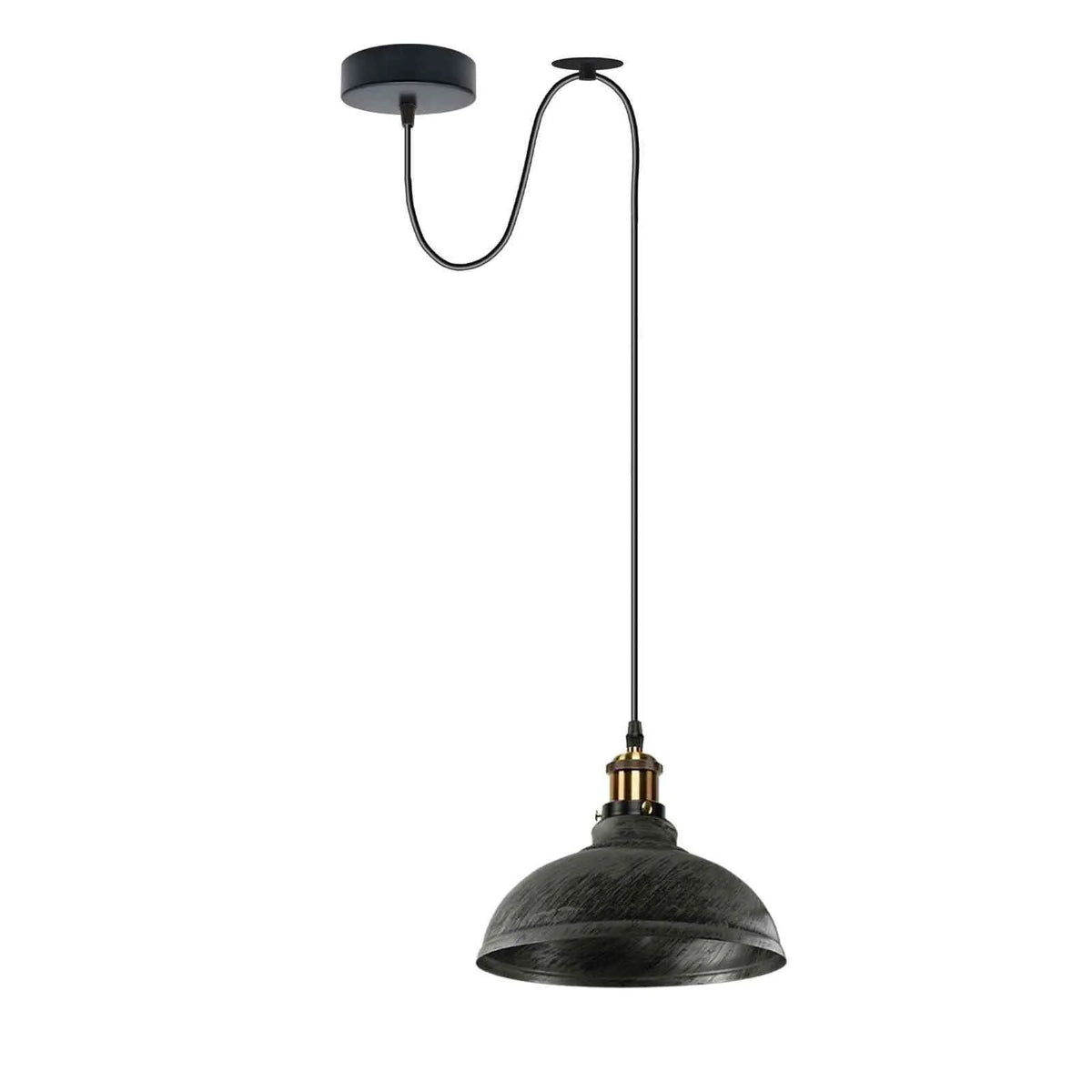 Curvy Pendant Light – Rise & Fall Pulley, Swag or Fixed, 17 Colours - Yellow Brass, Swag Hook: Curvy 29 cm Brushed Silver, Without Bulb