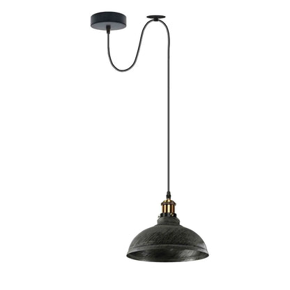 Curvy Pendant Light – Rise & Fall Pulley, Swag or Fixed, 17 Colours - Yellow Brass, Swag Hook: Curvy 29 cm Brushed Silver, Without Bulb
