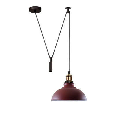 Curvy Pendant Light – Rise & Fall Pulley, Swag or Fixed, 17 Colours - Yellow Brass, Rise & Fall: Curvy 29 cm Burgundy, Without Bulb