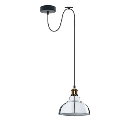 Curvy Pendant Light – Rise & Fall Pulley, Swag or Fixed, 17 Colours - Yellow Brass, Swag Hook: Curvy 29 cm Chrome, Without Bulb