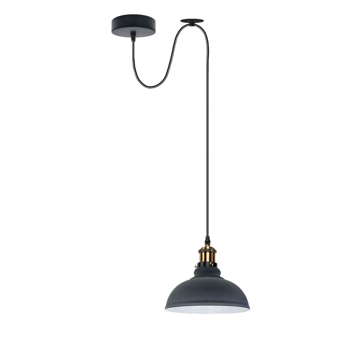 Curvy Pendant Light – Rise & Fall Pulley, Swag or Fixed, 17 Colours - Yellow Brass, Swag Hook: Curvy 29 cm Grey, Without Bulb