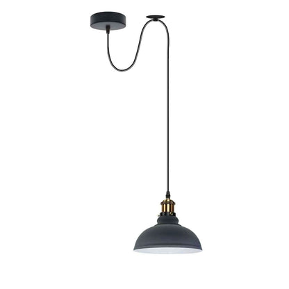 Curvy Pendant Light – Rise & Fall Pulley, Swag or Fixed, 17 Colours - Yellow Brass, Swag Hook: Curvy 29 cm Grey, Without Bulb