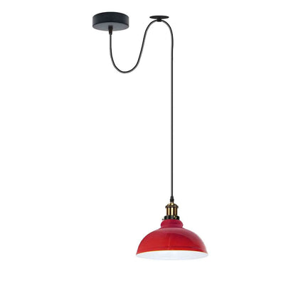 Curvy Pendant Light – Rise & Fall Pulley, Swag or Fixed, 17 Colours - Yellow Brass, Swag Hook: Curvy 29 cm Red, Without Bulb