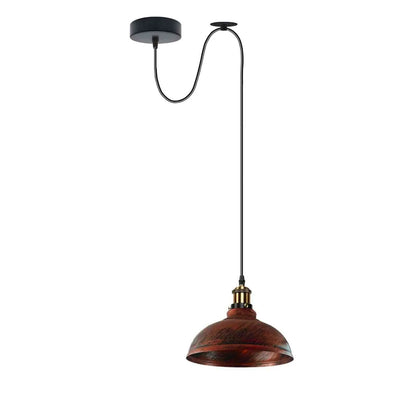 Curvy Pendant Light – Rise & Fall Pulley, Swag or Fixed, 17 Colours - Yellow Brass, Swag Hook: Curvy 29 cm Rustic Red, Without Bulb
