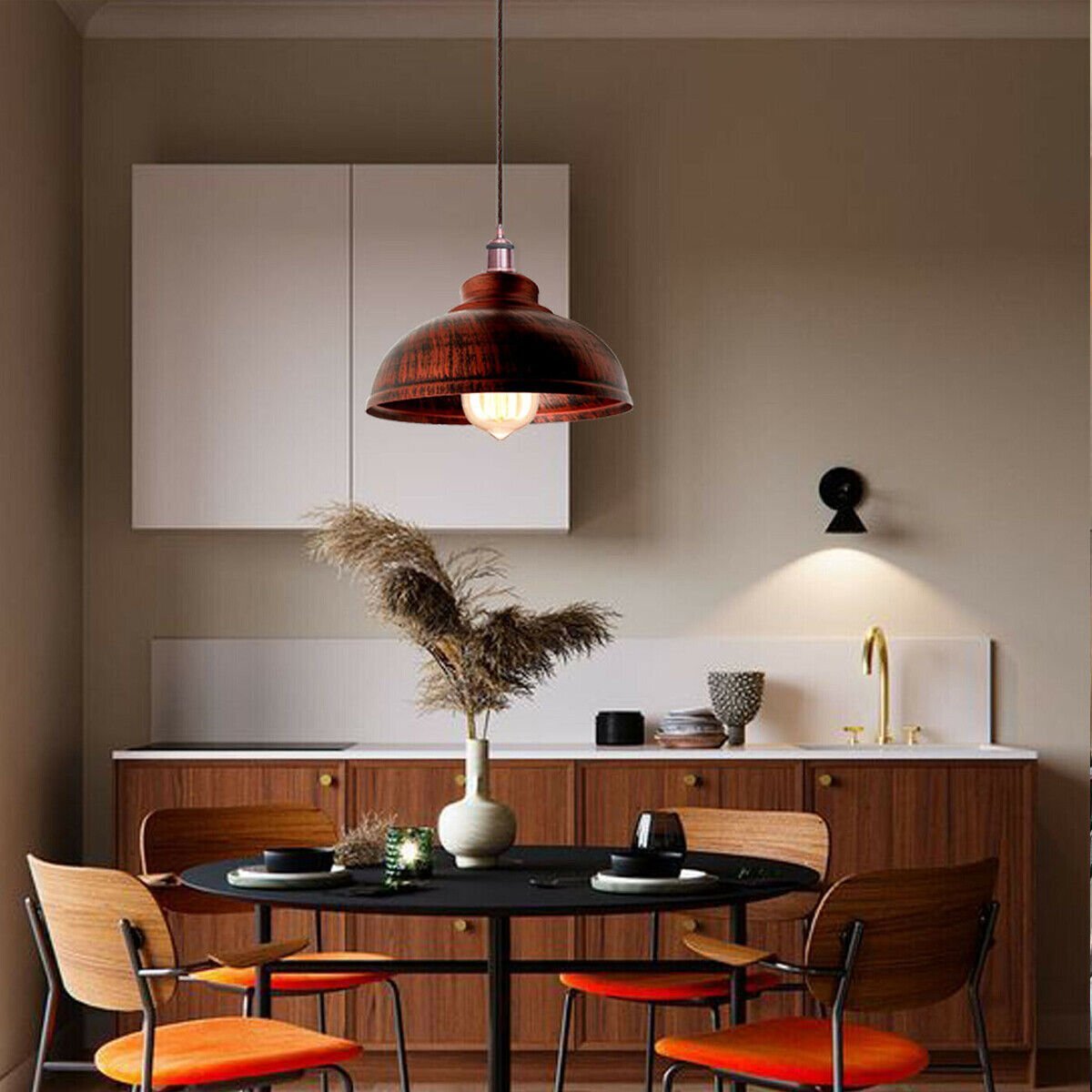 Rustic Copper Pendant Light – Braided Flex, Curvy, Cone or Dome Shade - photo 3