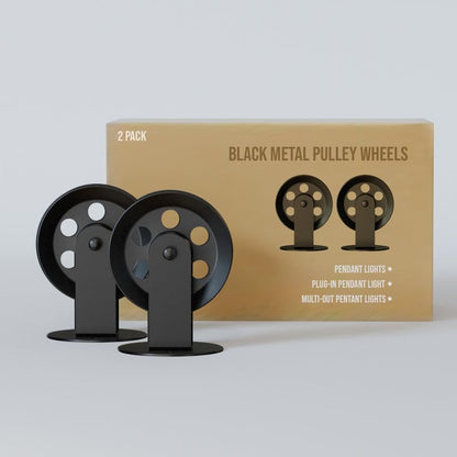 Industrial Pulley Wheel for Pendant Lights – Black, 43 or 50 mm - 43 mm Wheel, Black, Pack of 2